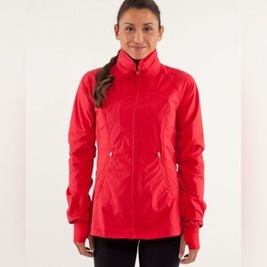 Lululemon Run: Make a Break Jacket Currant Red Hooded Full Zip SZ 6